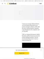 Crypto Investment Firms 3iQ, Cryptonite Introduce Actively Managed Certificate in Switzerland