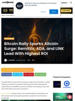 Bitcoin Rally Sparks Altcoin Surge: Remittix, ADA, and LINK Lead With Highest ROI | Live Bitcoin News