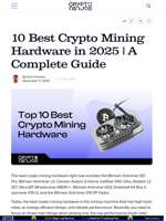 10 Best Crypto Mining Hardware in 2025 | A Complete Guide – CryptoNinjas