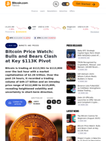 Bitcoin Price Watch: Bulls and Bears Clash at Key $113K Pivot – Markets and Prices Bitcoin News