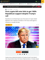 First Crypto Bill Vote Fails To Get 100% Republican Support Despite Trump’s Call