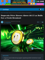Dogecoin Price Hovers Above $0.15 as Bulls Eye a Fresh Breakout
