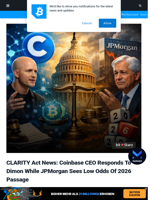 CLARITY Act News: Coinbase CEO Responds To Dimon While JPMorgan Sees Low Odds Of 2026 Passage | Bitcoinist.com