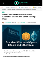 BREAKING: Standard Chartered Launches Bitcoin and Ether Trading Desk