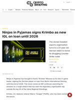 Ninjas in Pyjamas signs Krimbo as new IGL on loan until 2026