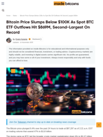 Bitcoin Price Crashes Nears $97k BTC ETF Outflows Hit $869M