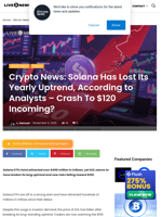 Crypto News: Solana Has Lost Its Yearly Uptrend, According to Analysts - Crash To $120 Incoming? | Live Bitcoin News