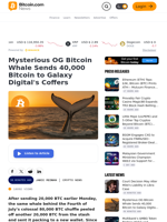 Mysterious OG Bitcoin Whale Sends 40,000 Bitcoin to Galaxy Digital's Coffers – Crypto News Bitcoin News