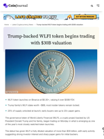 Trump-backed WLFI token begins trading with $30B valuation - CoinJournal
