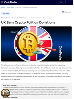 UK Bans Crypto Political Donations