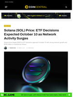 Solana (SOL) Price: ETF Decisions Expected October 10 as Network Activity Surges - CoinCentral