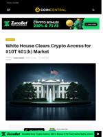 White House Clears Crypto Access for $10T 401(k) Market