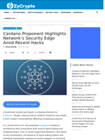 Cardano Proponent Highlights Network's Security Edge Amid Recent Hacks ⋆ ZyCrypto