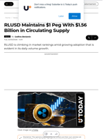 RLUSD Maintains $1 Peg With $1.56 Billion in Circulating Supply - U.Today