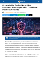Crypto In the Casino World: How Prevalent It Is Compared to Traditional Payment Methods - Crypto News Flash