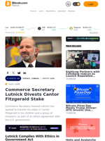Commerce Secretary Lutnick Divests Cantor Fitzgerald Stake – Crypto News Bitcoin News
