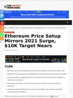 Ethereum Price Setup Mirrors 2021 Surge, $10K Target Nears - The Crypto News Wire