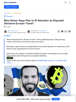 Europe ‘Toast’? Kiyosaki Warns as Keiser Urges Bitcoin Exit