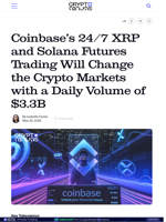 Coinbase's 24/7 XRP and Solana Futures Trading Will Change the Crypto Markets with a Daily Volume of $3.3B