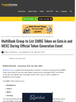 MultiBank Group to List $MBG Token on Gate.io and MEXC During Official Token Generation Event