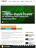 Tether Taps KPMG For Full Audit Of 185 Billion USDT Reserves Expansion Plan | Live Bitcoin News