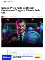 Solana Price At Risk Amid Bitcoin Dominance: What's Next?