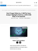 Don’t Forget Shiba Inu, It Will Fly Soon: Analyst Highlights Path for a 130% SHIB Rally to $0.0000335
