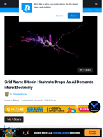 Grid Wars: Bitcoin Hashrate Drops As AI Demands More Electricity