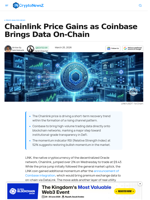 Chainlink Price Up as Coinbase Adds DataLink Integration