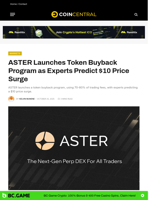ASTER Launches Token Buyback as Experts Predict $10 Surge