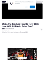 Shiba Inu Crashes Hard to New 2025 Low, Will SHIB Add Extra Zero? - U.Today