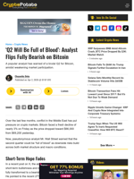 'Q2 Will Be Full of Blood': Analyst Flips Fully Bearish on Bitcoin