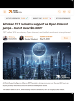 AI token FET reclaims support as Open Interest jumps – Can it clear $0.300? - AMBCrypto