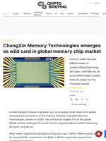 ChangXin Memory Technologies emerges as wild card in global memory chip market