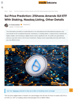Sui Price Falls Slightly As 21Shares Amends SUI ETF Filing