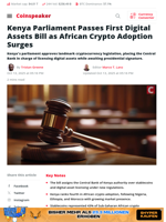 Kenya Parliament Passes First Digital Assets Bill as African Crypto Adoption Surges - Coinspeaker