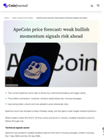 ApeCoin price forecast: weak bullish momentum signals risk ahead - CoinJournal