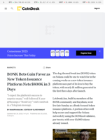 BONK Bets Gain Favor as New Token Issuance Platform Nets $800K in 3 Days