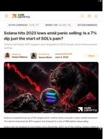 Solana hits 2023 lows amid panic selling: Is a 7% dip just the start of SOL's pain? - AMBCrypto