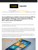 SunnyMining mobile cloud mining APP is launched: mining real cryptocurrency BTC with zero threshold