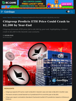 Citigroup Predicts ETH Price Could Crash to $2,200 by Year-End