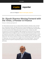 Dr. Piyush Sharma–Moving Forward with the Times, a Pioneer in Finance
