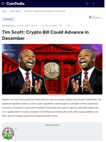 Tim Scott: Crypto Bill Could Advance in December