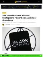 ARK Invest Partners with SOL Strategies to Power Solana Validator Operations