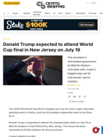 Donald Trump expected to attend World Cup final in New Jersey on July 19