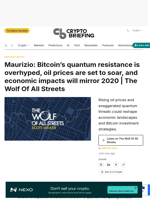 Maurizio: Bitcoin's quantum resistance is overhyped, oil prices are set to soar, and economic impacts will mirror 2020 | The Wolf Of All Streets