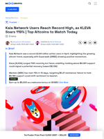 Kaia Network Users Hit 22 Million | Altcoins To Watch Today