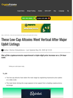 These Low-Cap Altcoins Went Vertical After Major Upbit Listings