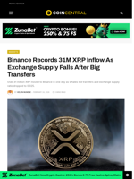 Binance Records 31M XRP Inflow As Exchange Supply Falls After Big Transfers