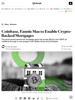 Coinbase, Fannie Mae to Enable Crypto-Backed Mortgages - Decrypt